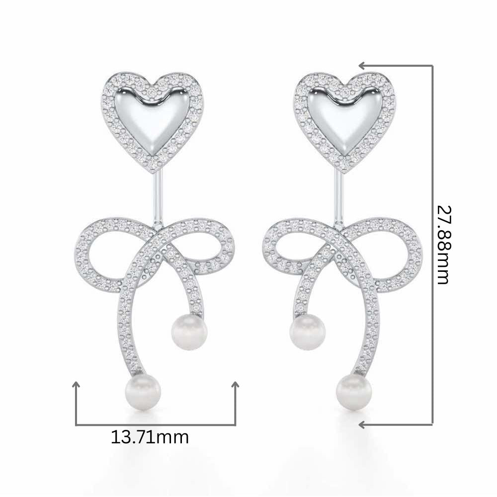 Serene Symphony Silver Drop Earrings - White Gold - Image 2