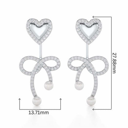 Serene Symphony Silver Drop Earrings - White Gold - Image 2