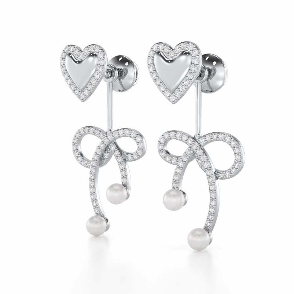 Serene Symphony Silver Drop Earrings - White Gold - Image 3