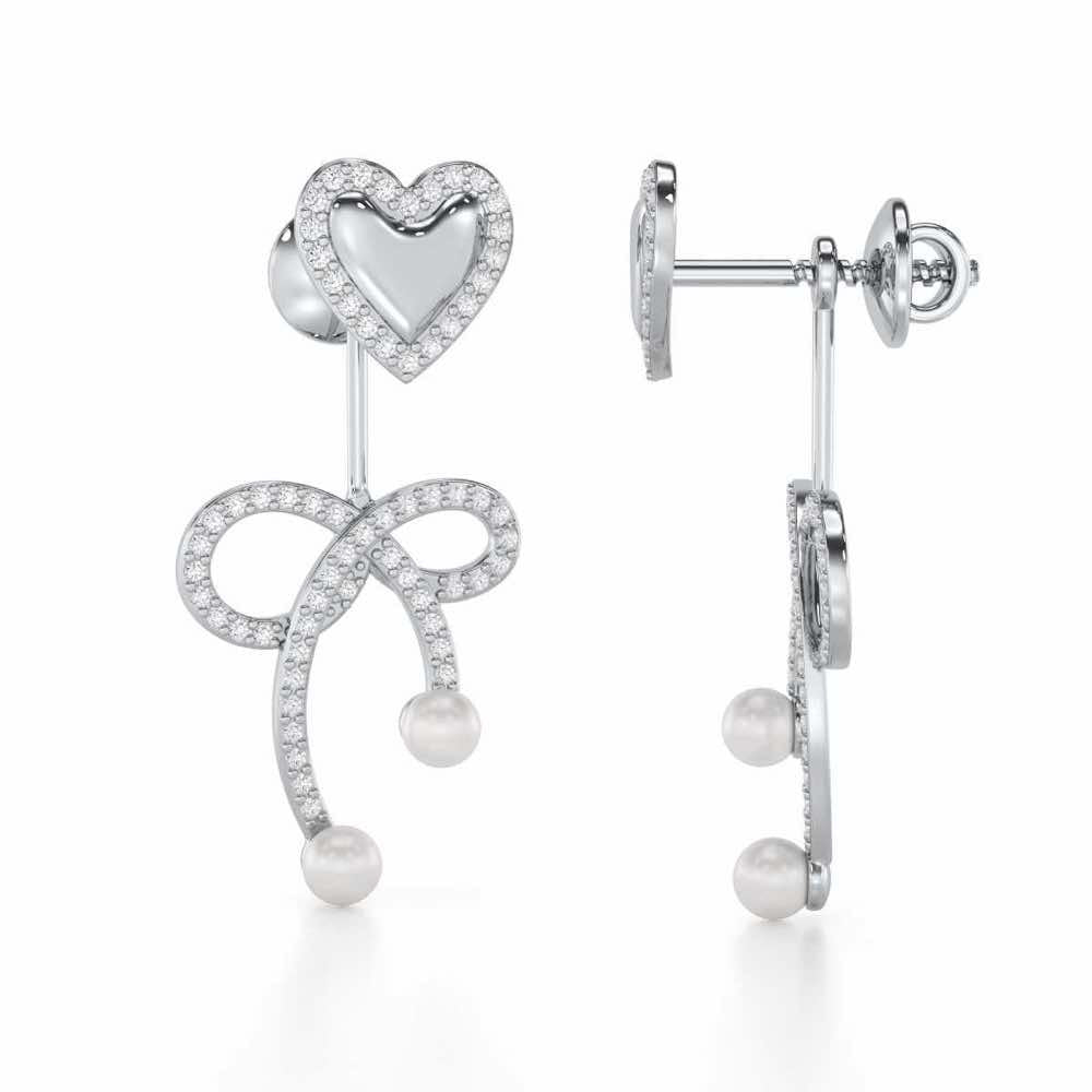 Serene Symphony Silver Drop Earrings - White Gold - Image 4