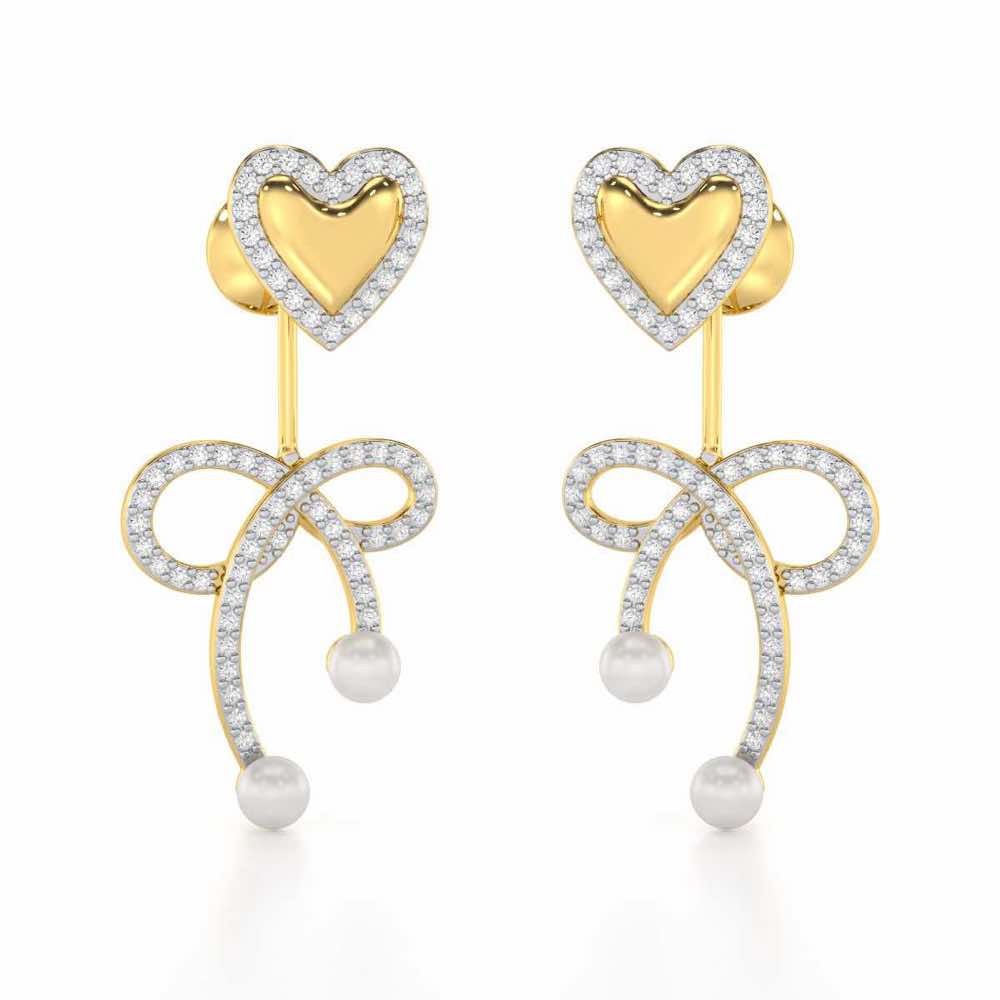 Serene Symphony Silver Drop Earrings - Yellow Gold - Image 1
