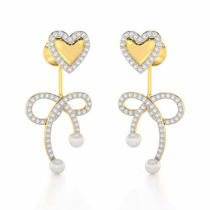 Serene Symphony Silver Drop Earrings - Yellow Gold - Image 1