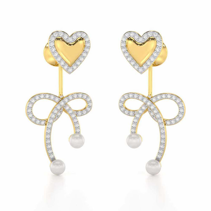 Serene Symphony Silver Drop Earrings - Yellow Gold - Image 1
