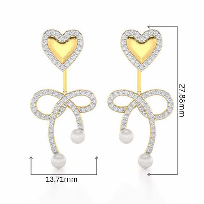 Serene Symphony Silver Drop Earrings - Yellow Gold - Image 2