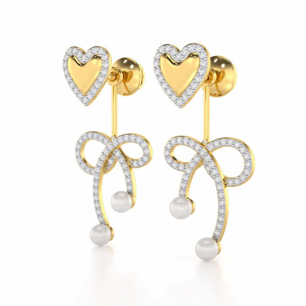 Serene Symphony Silver Drop Earrings - Yellow Gold - Image 3
