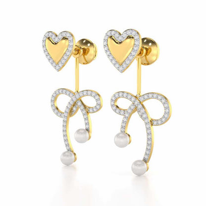 Serene Symphony Silver Drop Earrings - Yellow Gold - Image 3