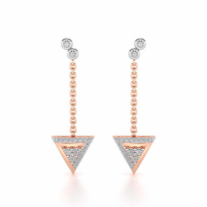 Seven Triangle Silver Earrings - Rose Gold - Image 1