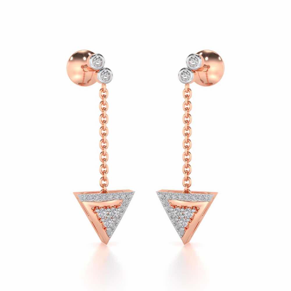 Seven Triangle Silver Earrings - Rose Gold - Image 2
