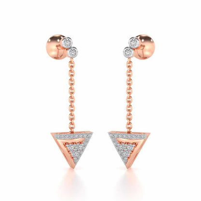 Seven Triangle Silver Earrings - Rose Gold - Image 2