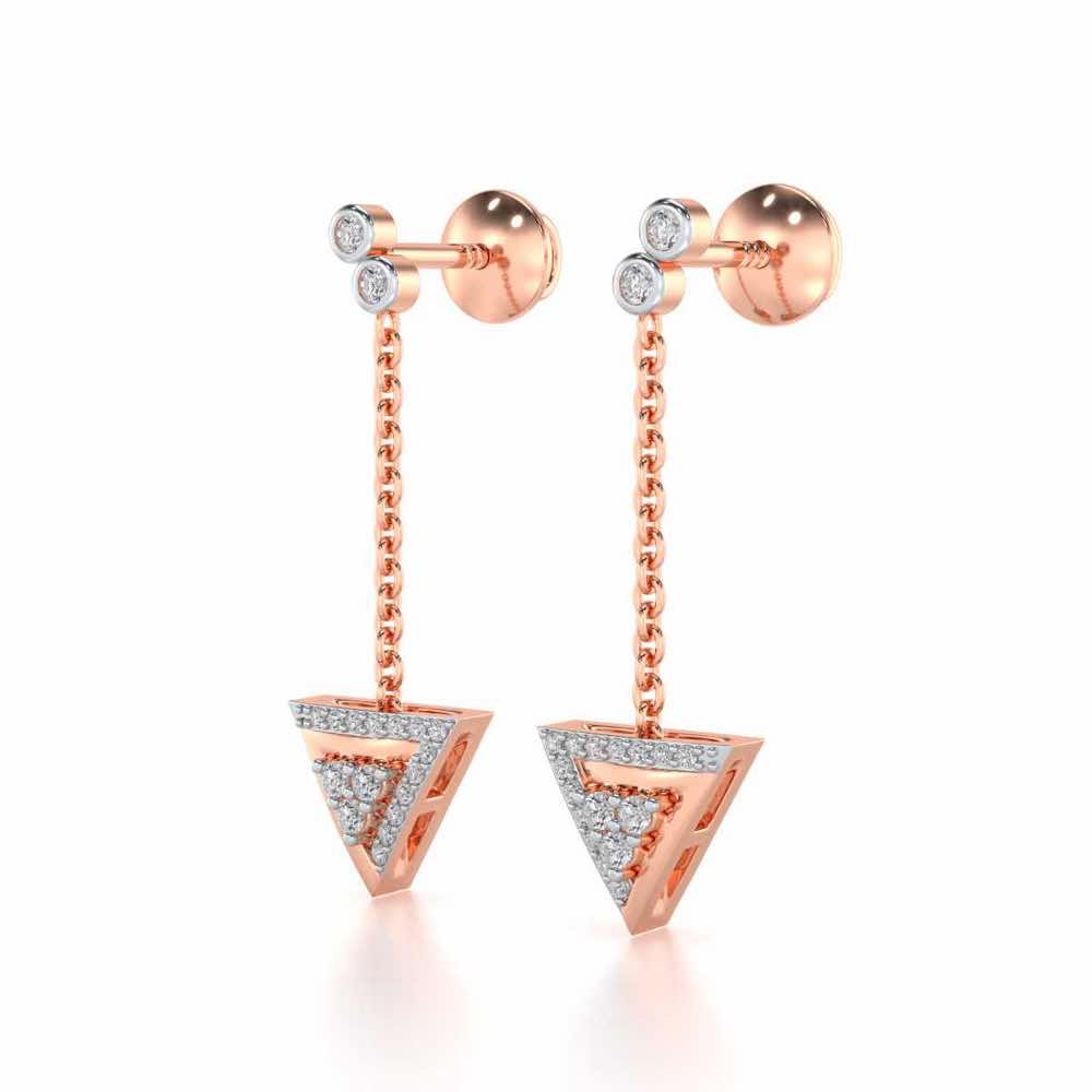 Seven Triangle Silver Earrings - Rose Gold - Image 3