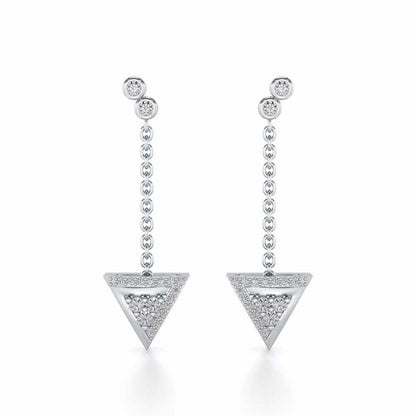 Seven Triangle Silver Earrings - White Gold - Image 1
