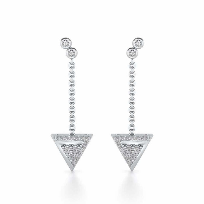 Seven Triangle Silver Earrings - White Gold - Image 1