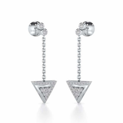 Seven Triangle Silver Earrings - White Gold - Image 2