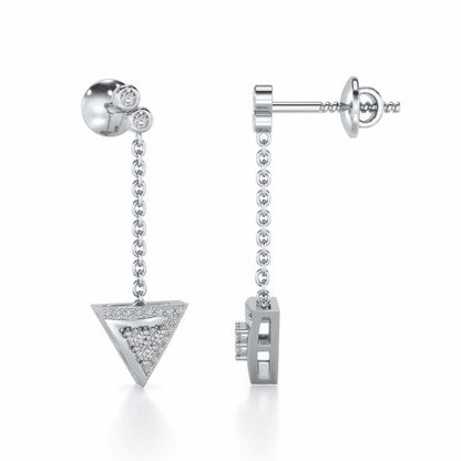 Seven Triangle Silver Earrings - White Gold - Image 4