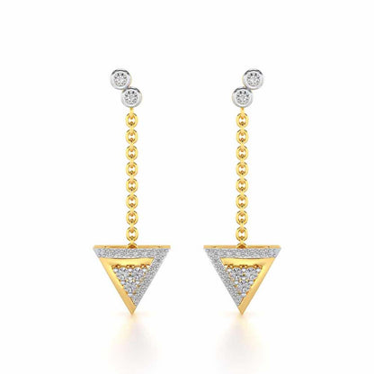 Seven Triangle Silver Earrings - Yellow Gold - Image 1