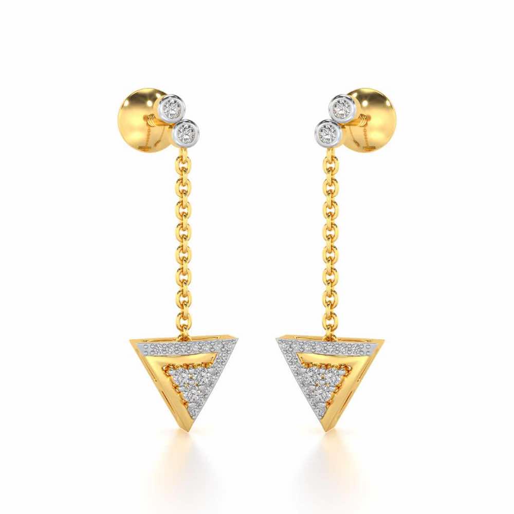 Seven Triangle Silver Earrings - Yellow Gold - Image 2