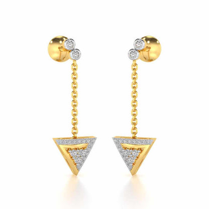 Seven Triangle Silver Earrings - Yellow Gold - Image 2