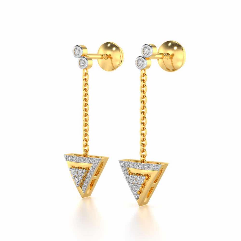 Seven Triangle Silver Earrings - Yellow Gold - Image 3