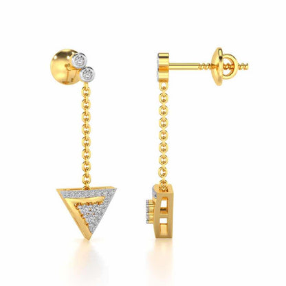 Seven Triangle Silver Earrings - Yellow Gold - Image 4
