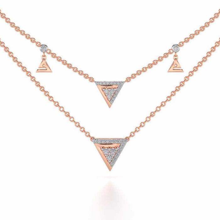 Seven Triangle Silver Necklace - Rose Gold - Image 1