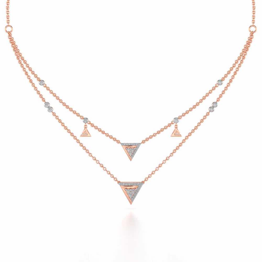 Seven Triangle Silver Necklace - Rose Gold - Image 2