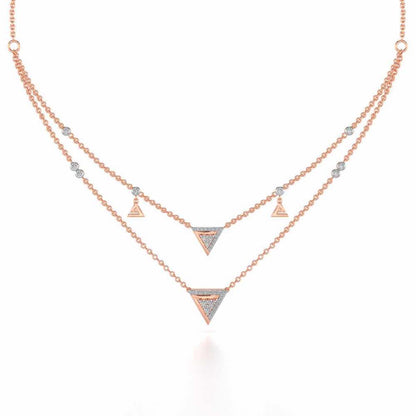 Seven Triangle Silver Necklace - Rose Gold - Image 2