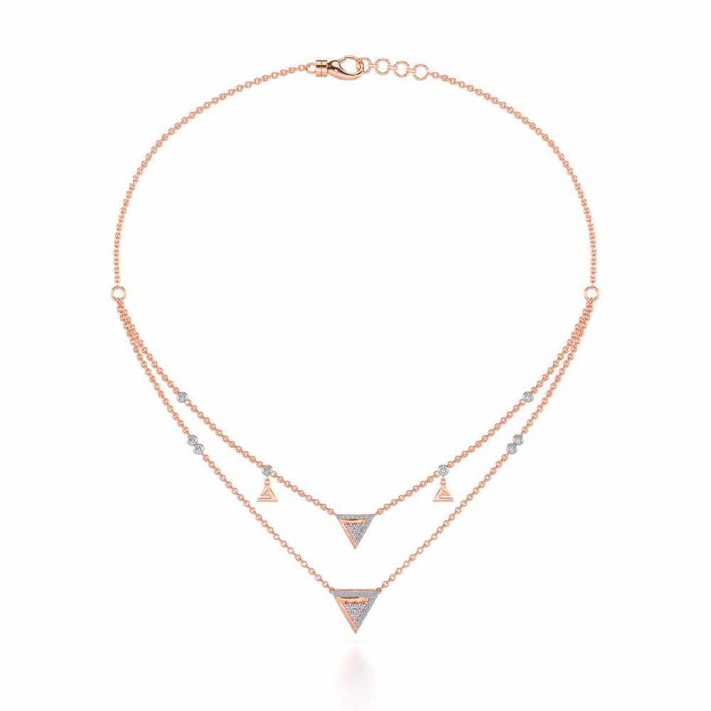 Seven Triangle Silver Necklace - Rose Gold - Image 3
