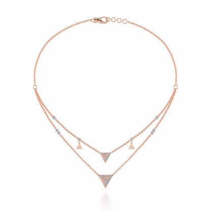 Seven Triangle Silver Necklace - Rose Gold - Image 3