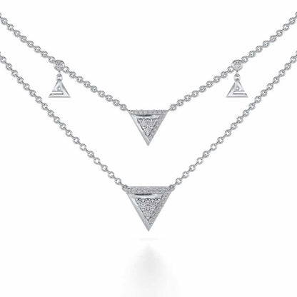 Seven Triangle Silver Necklace - White Gold - Image 1