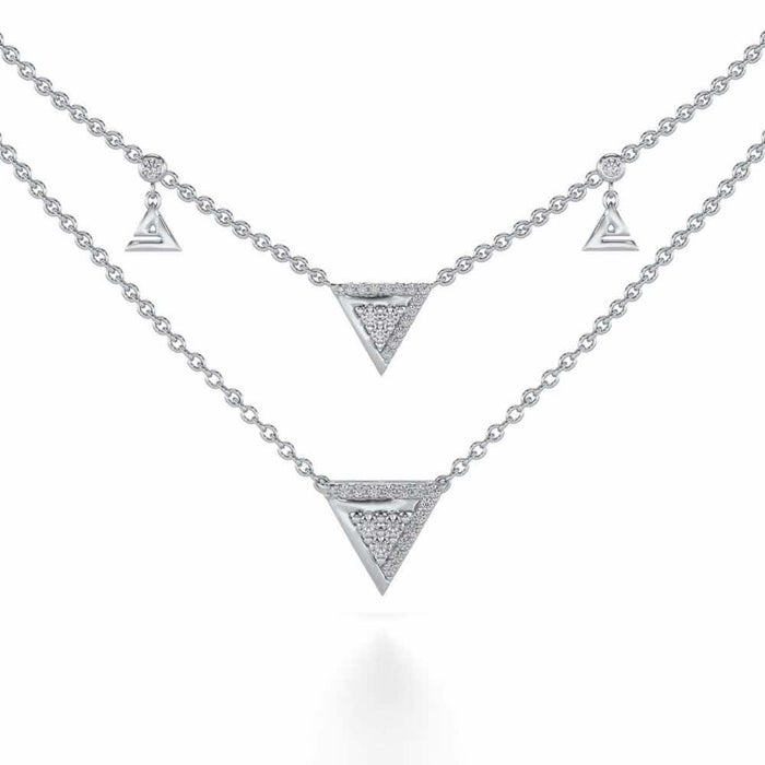 Seven Triangle Silver Necklace - White Gold - Image 1