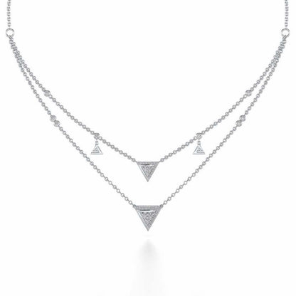 Seven Triangle Silver Necklace - White Gold - Image 2