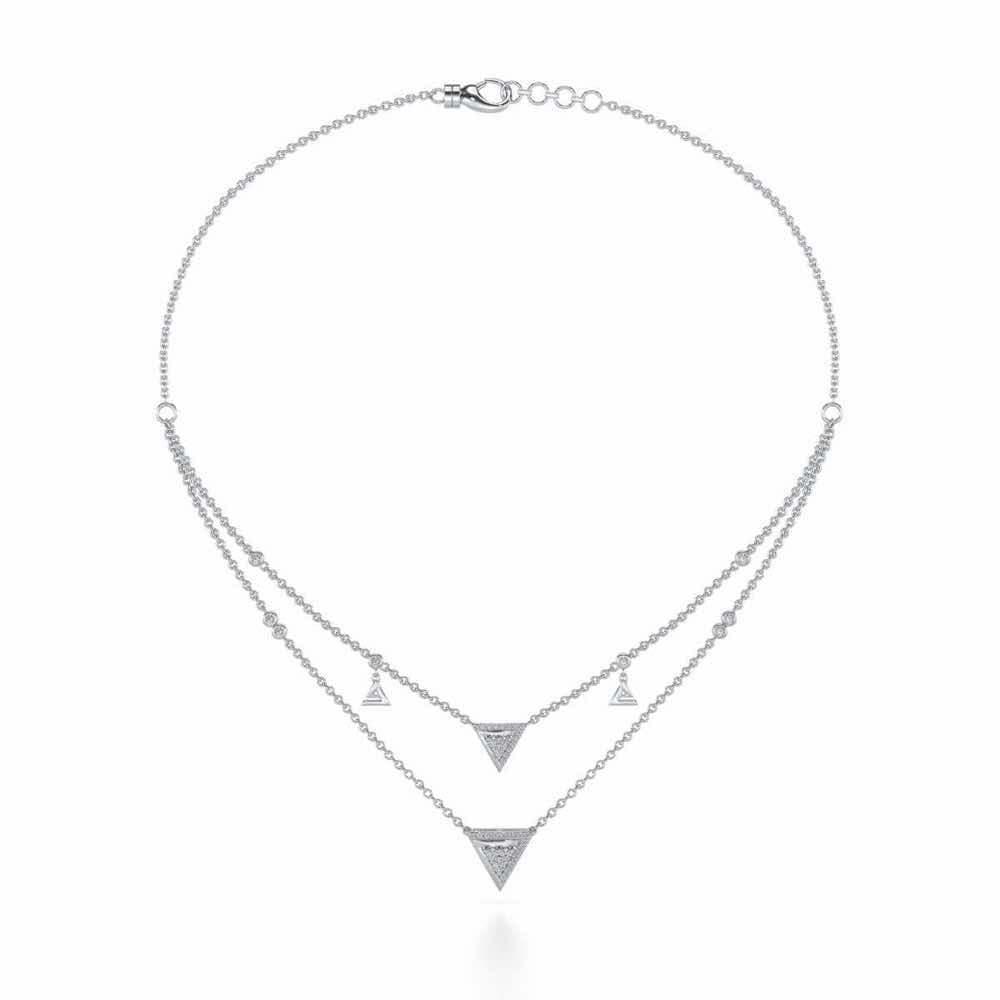 Seven Triangle Silver Necklace - White Gold - Image 3