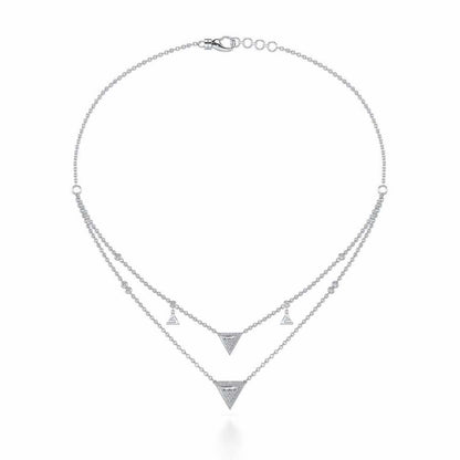 Seven Triangle Silver Necklace - White Gold - Image 3
