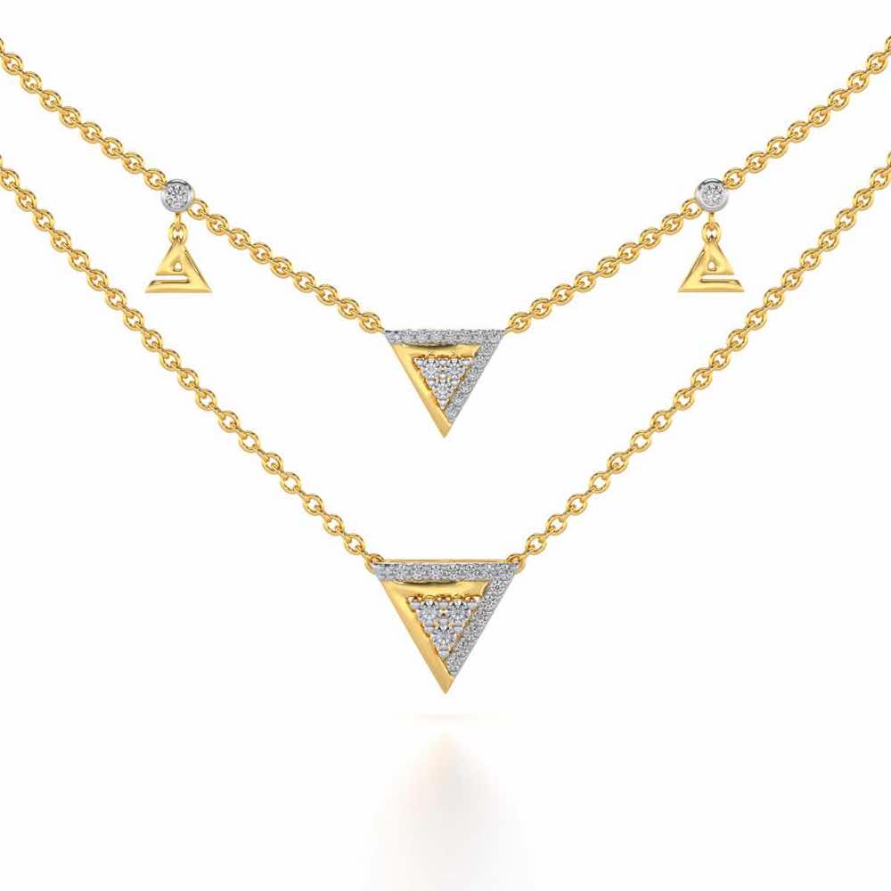 Seven Triangle Silver Necklace - Yellow Gold - Image 1