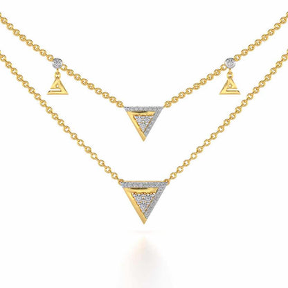 Seven Triangle Silver Necklace - Yellow Gold - Image 1