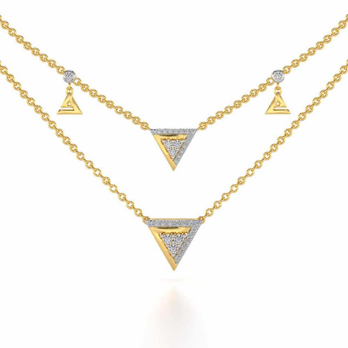Seven Triangle Silver Necklace - Yellow Gold - Image 1
