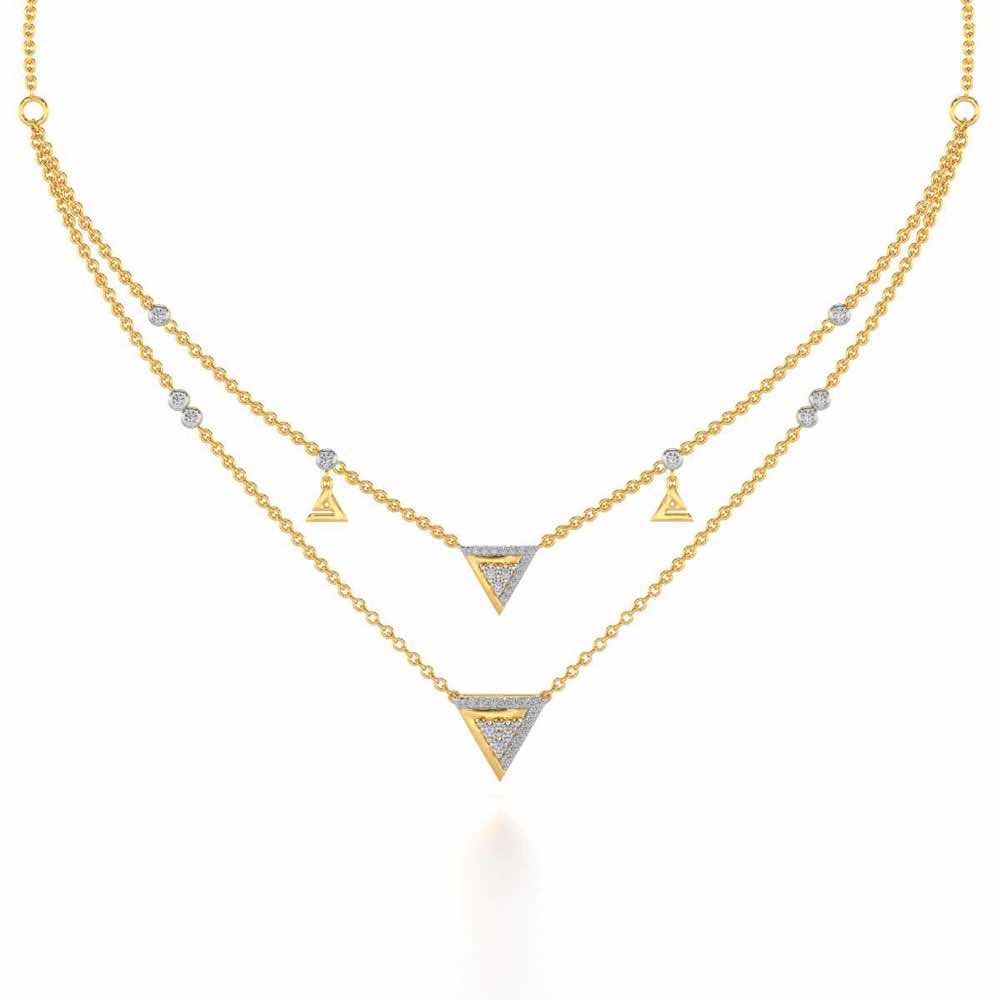 Seven Triangle Silver Necklace - Yellow Gold - Image 2
