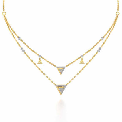 Seven Triangle Silver Necklace - Yellow Gold - Image 2