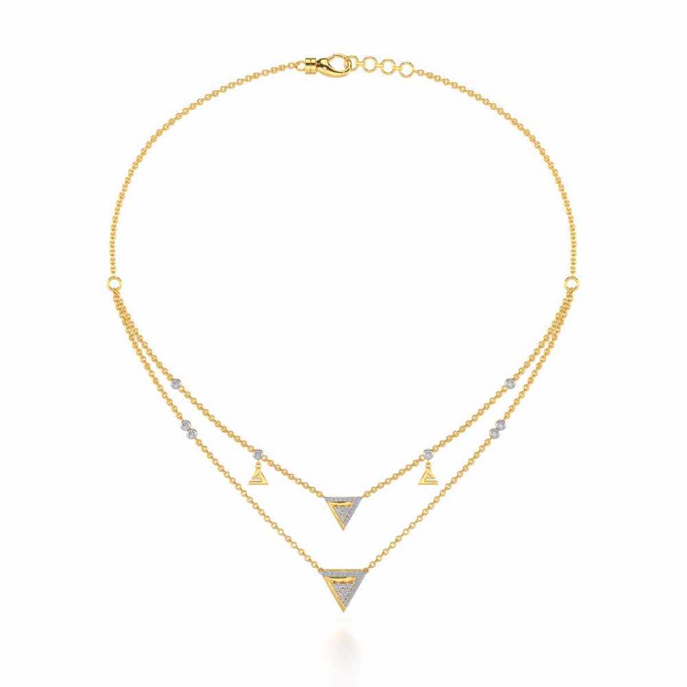 Seven Triangle Silver Necklace - Yellow Gold - Image 3