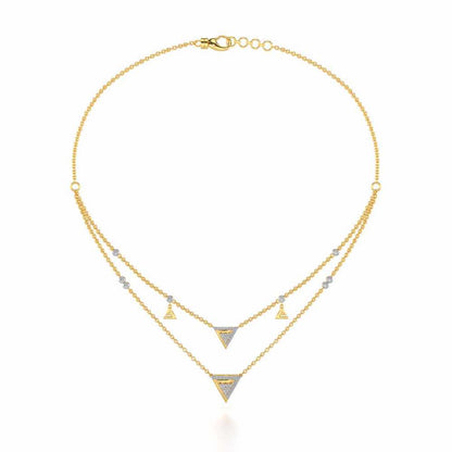 Seven Triangle Silver Necklace - Yellow Gold - Image 3
