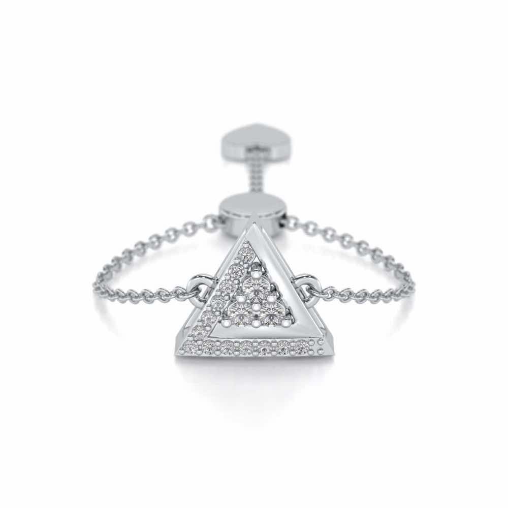 Seven Triangle Silver Ring - White Gold - Image 1
