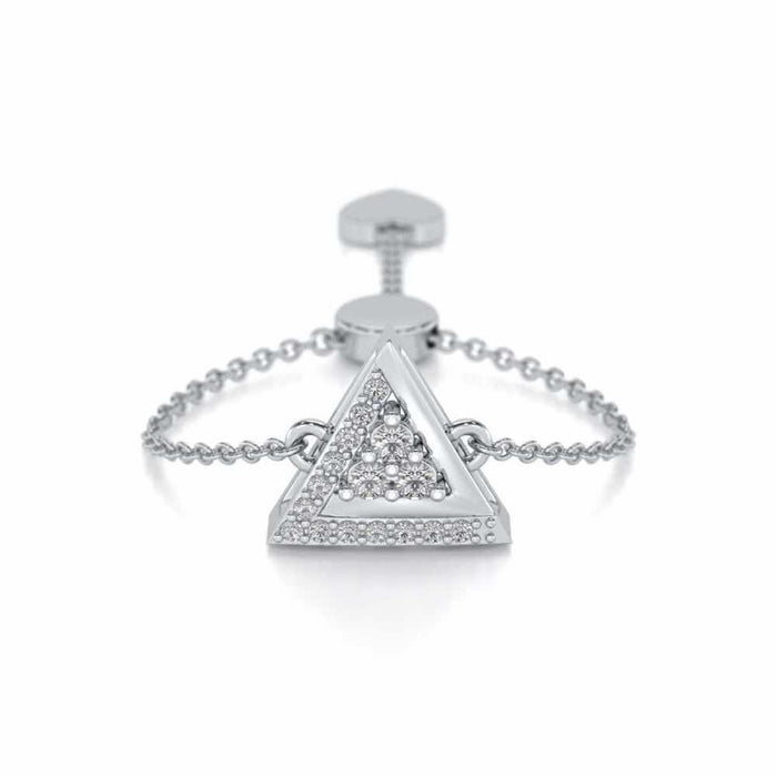 Seven Triangle Silver Ring - White Gold - Image 1