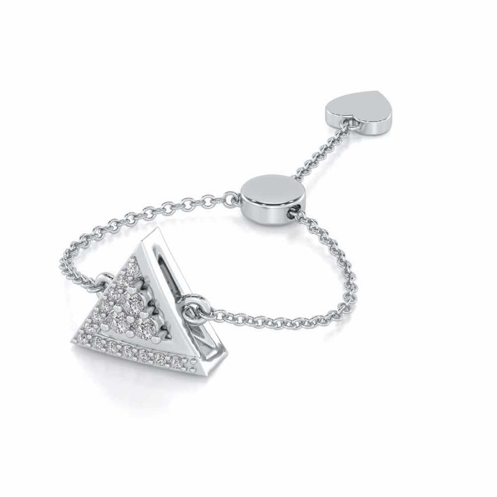 Seven Triangle Silver Ring - White Gold - Image 2