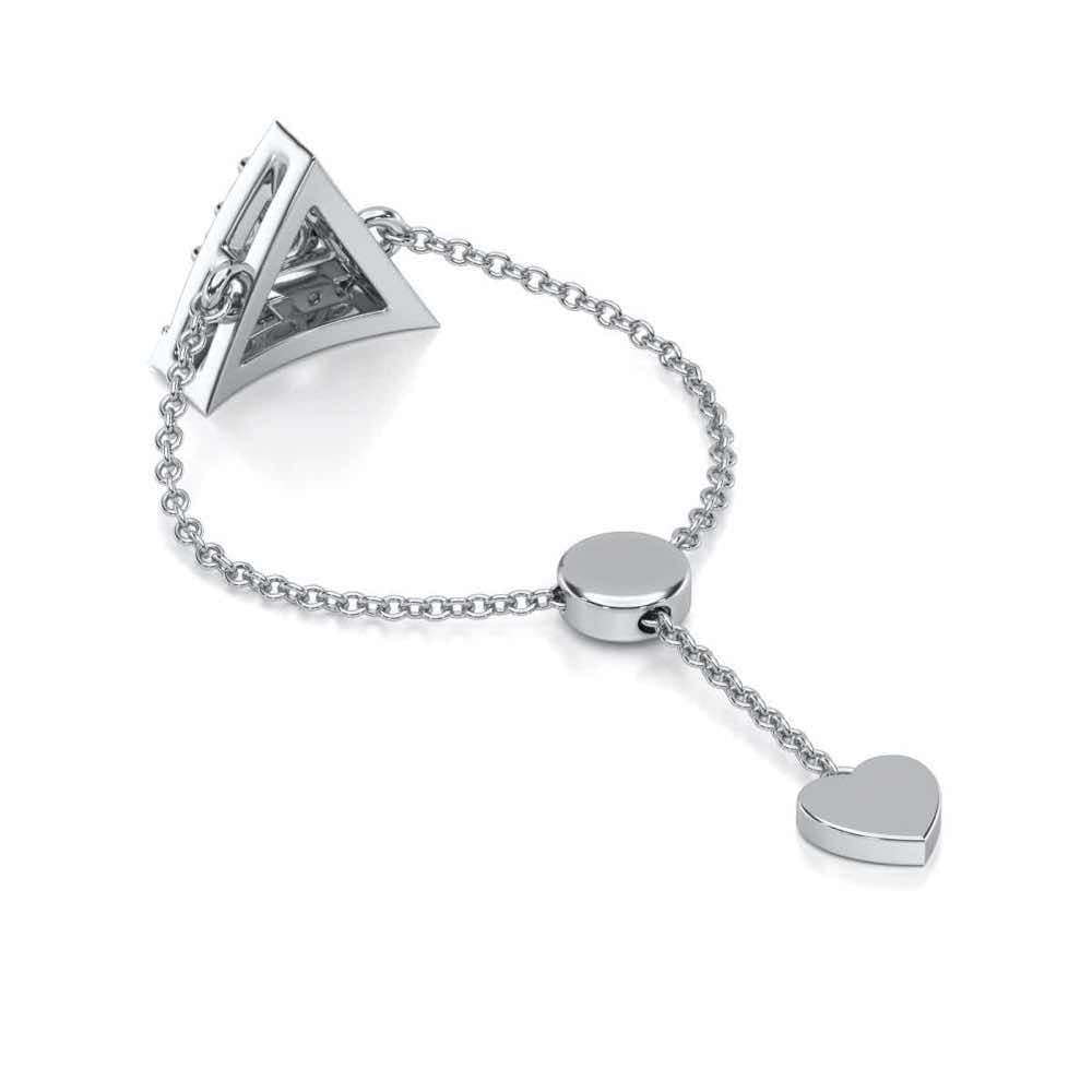 Seven Triangle Silver Ring - White Gold - Image 4