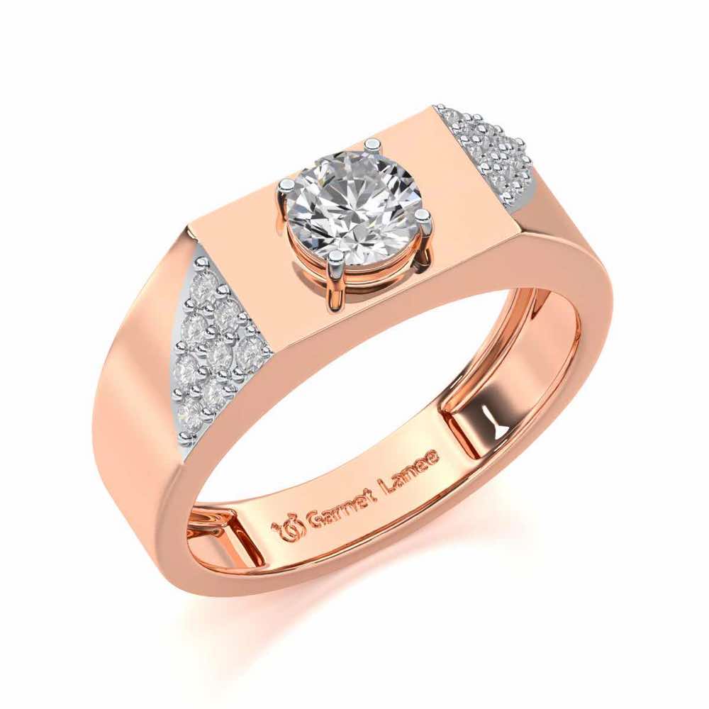 Shaurya Solitaire Ring For Men - Rose Gold - Image 1