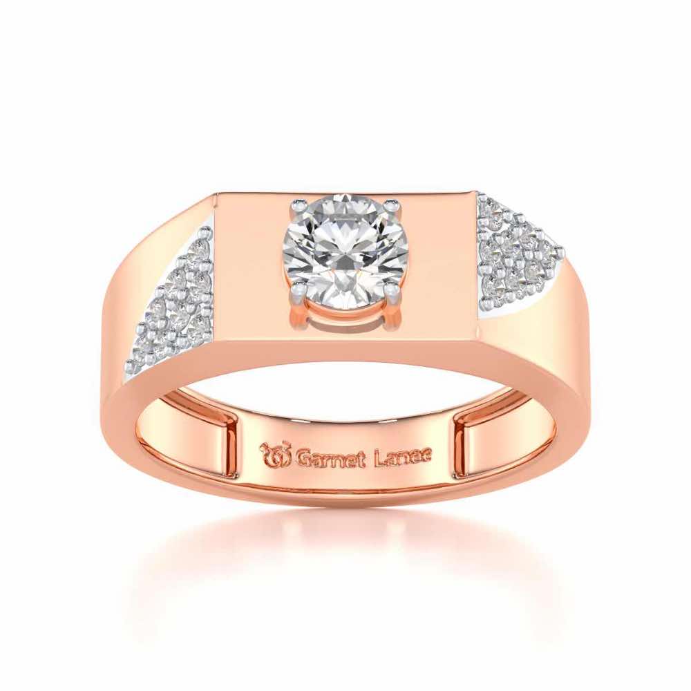 Shaurya Solitaire Ring For Men - Rose Gold - Image 2