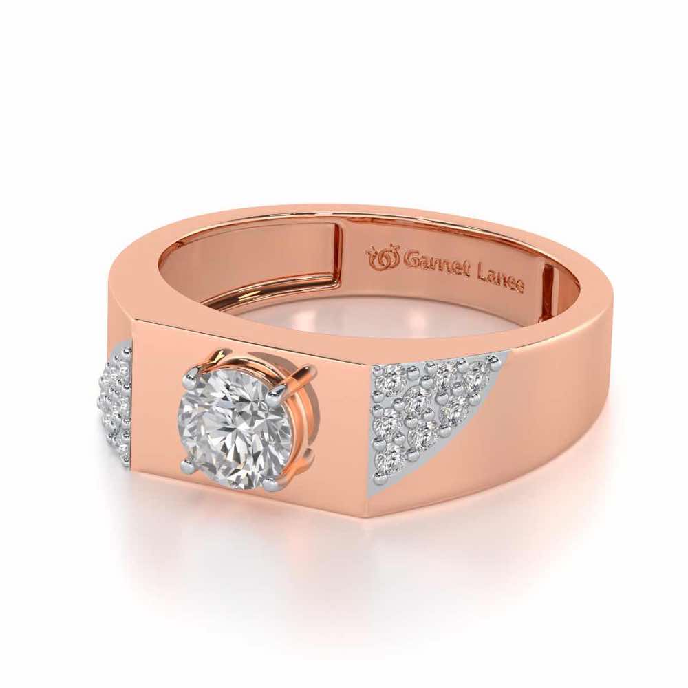 Shaurya Solitaire Ring For Men - Rose Gold - Image 3