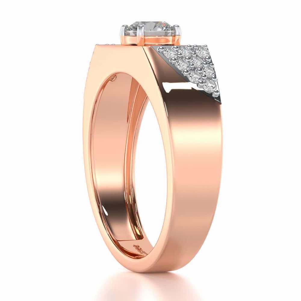 Shaurya Solitaire Ring For Men - Rose Gold - Image 4