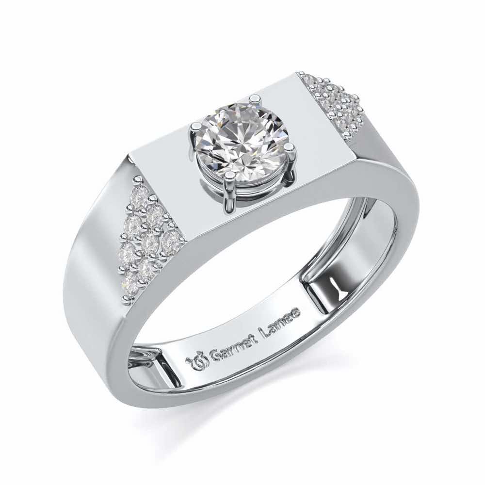Shaurya Solitaire Ring For Men - White Gold - Image 1