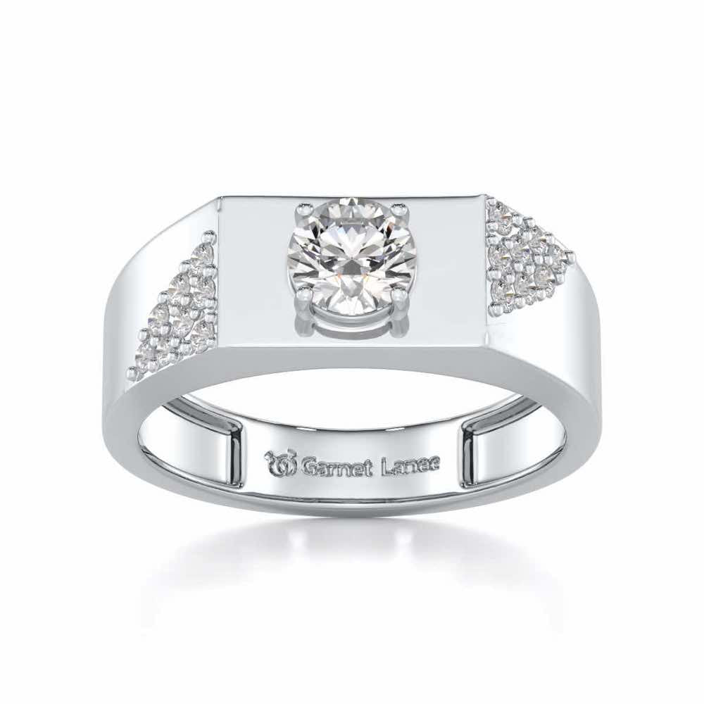 Shaurya Solitaire Ring For Men - White Gold - Image 2